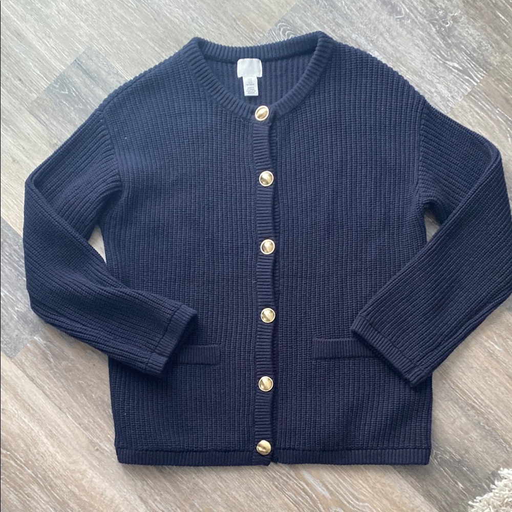 NWOT H&M Dark Blue Cardigan with Gold Buttons
